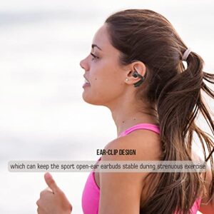 LEAGLEE Wireless Ear Clip Bone Conduction Headphones - Open Ear Headphones Bluetooth 5.3 IPX5 Waterproof Wireless Earbuds with Earhooks Microphone for Workout, Gym, Running, Cycling, Hiking, Driving