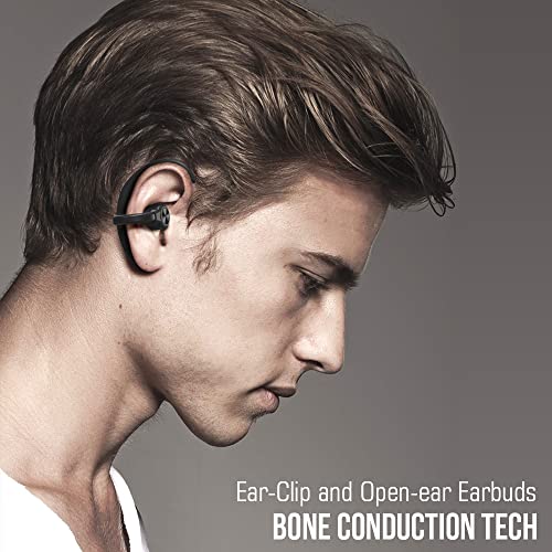 LEAGLEE Wireless Ear Clip Bone Conduction Headphones - Open Ear Headphones Bluetooth 5.3 IPX5 Waterproof Wireless Earbuds with Earhooks Microphone for Workout, Gym, Running, Cycling, Hiking, Driving