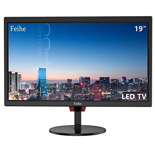 Feihe 19 Inch TV, LED Widescreen TV with Digital ATSC Tuners HDMI/VGA/AV/USB, 19 Inch Flat Screen TV with Built in Dual Speakers for Kitchen and RV Camper