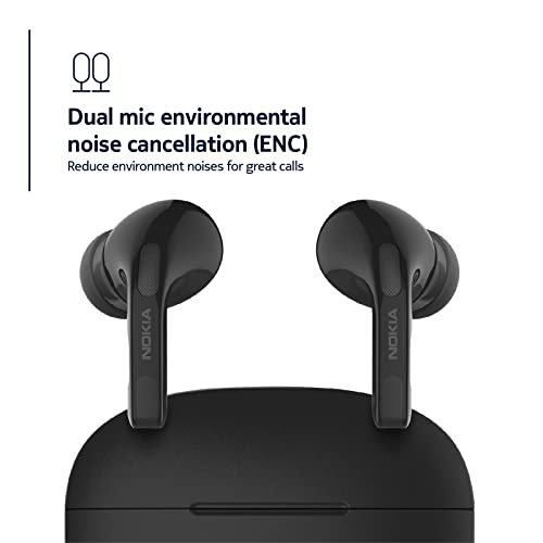 Nokia Go Earbuds+ True Wireless Earbuds TWS-201BK - Portable Bluetooth 5.0 in-Ear Headphones with Touch Control - Comfortable Fit, Voice Assistant-Enabled, 26 Hours Use with Charging Case - Black