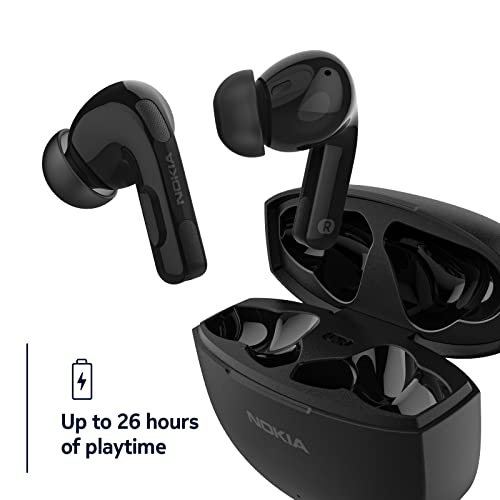 Nokia Go Earbuds+ True Wireless Earbuds TWS-201BK - Portable Bluetooth 5.0 in-Ear Headphones with Touch Control - Comfortable Fit, Voice Assistant-Enabled, 26 Hours Use with Charging Case - Black