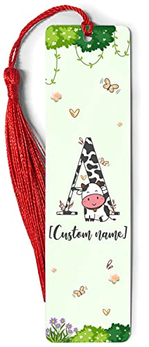 GOLEEX Personalized Initial Bookmark Cow Magnetic Bookmarks Customized Name Letter Page Markers Cute Reading Gifts for Book Lovers Kids Students Women Teens Adults at Christmas