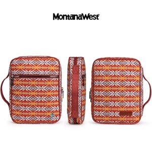 Montana West Bible Covers for Women Men with Leather Bookmark Carrying Book Case Church Bag Bible Protective with Zippered Pocket MWB-6007BR