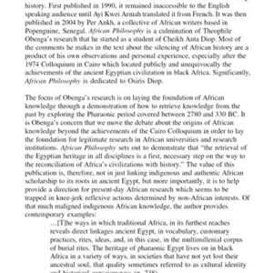 AFRICAN PHILOSOPHY The Pharaonic Period: 2780-330 BC