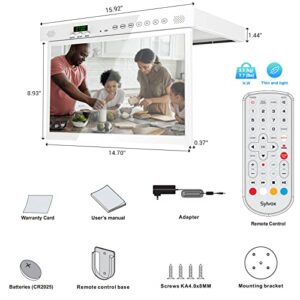 SYLVOX 15.6 inch Smart TV for Kitchen, 1080P FHD RV TV Under Cabinet Television, Smart Android TV Rotated & Folded, Support Google Assistant WiFi Bluetooth, Small TV for Kitchen, Bedroom, RV Camper