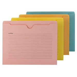 smead notes file jacket, letter size, straight-cut tab, flat-no expansion, assorted colors, 12 per pack (75616)