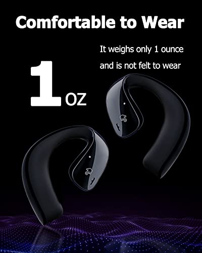 Open Ear Headphones Wireless Bluetooth Running Open Ear Clip Earbuds with Earhooks Air Bone Conduction Headphones Bluetooth Waterproof Over The Ear Wireless Wrap Around Earbuds for Gym Workout Sport