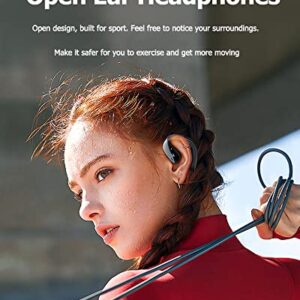 Open Ear Headphones Wireless Bluetooth Running Open Ear Clip Earbuds with Earhooks Air Bone Conduction Headphones Bluetooth Waterproof Over The Ear Wireless Wrap Around Earbuds for Gym Workout Sport