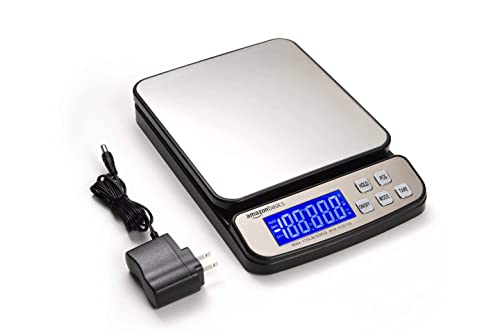 Amazon Basics Digital Postal Table Top Scale - AC Adapter, Counting Function, 110 Pound Capacity, 0.1 Ounce Readability