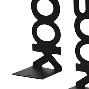 JISADER 1 Pair Decorative Metal Bookends Accountant Shelf Non Slip Book Stoppers for Office Bookshelf Desk, Black