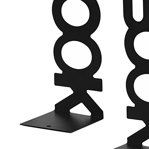 JISADER 1 Pair Decorative Metal Bookends Accountant Shelf Non Slip Book Stoppers for Office Bookshelf Desk, Black