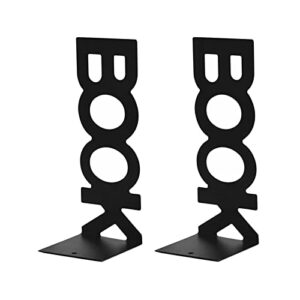 JISADER 1 Pair Decorative Metal Bookends Accountant Shelf Non Slip Book Stoppers for Office Bookshelf Desk, Black