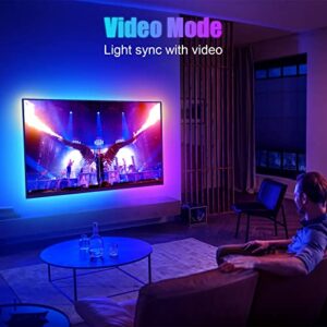 TV LED Backlight with 4K HDMI Sync Box,LED Lighting Strip RGBIC with 7 Scene Mode for 85 Inch and Below TV, Support Remote Control,Sync with Music,TV and Gaming