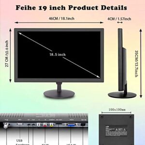 Feihe 19 Inch TV, FHD LED Flat Screen TV 1920 x 1080p IPS Display w/Digital Dual Tuners ATSC/HDMI/VGA/AV/USB, 12 Volt RV TV Built in Dual Speakers Suitable for Kitchen/RV/Caravan and Boat