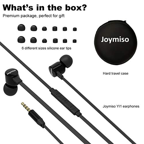 Joymiso Tangle Free Earbuds for Kids Women Small Ears with Case, 3 Sets Bundle, Comfortable Lightweight, Flat Cable Ear Buds Wired Earphones with Microphone and Volume Control for Cell Phone Laptop