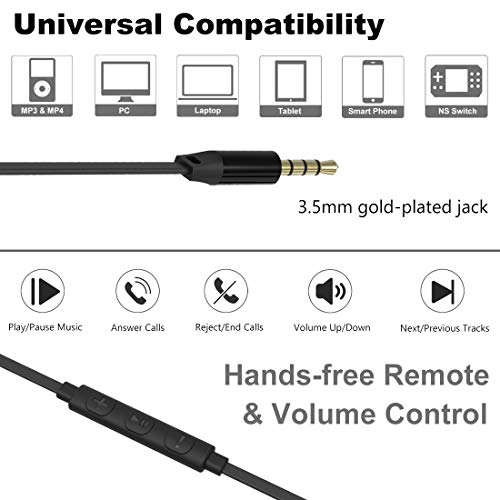 Joymiso Tangle Free Earbuds for Kids Women Small Ears with Case, 3 Sets Bundle, Comfortable Lightweight, Flat Cable Ear Buds Wired Earphones with Microphone and Volume Control for Cell Phone Laptop