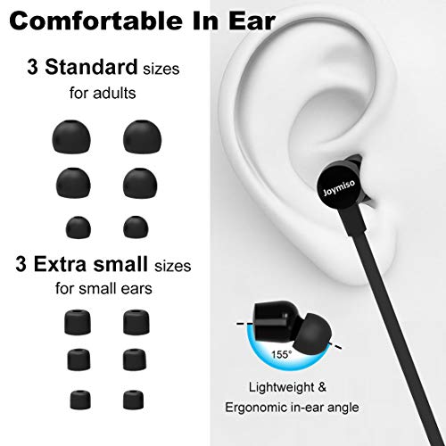 Joymiso Tangle Free Earbuds for Kids Women Small Ears with Case, 3 Sets Bundle, Comfortable Lightweight, Flat Cable Ear Buds Wired Earphones with Microphone and Volume Control for Cell Phone Laptop