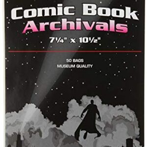 BCW Silver Comic Mylar Bags 2 Mil - Comics, Comic Books Storage Collecting Supplies, 7 1/4 X 10 1/2 50 Pack