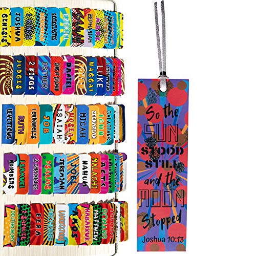 Comic Theme Laminated Bible Tabs (Large Print, Easy to Read), Personalized Bible Journaling Supplies, 120 Bible Index Tabs in Total, 66 Tabs for Old and New Testament, Additional 54 Blank Tabs