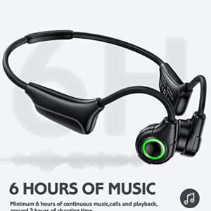 NAGFAK Bone Conduction Headphones Bluetooth Open Ear Running Headset Wireless with Mic Headphones Sport IP67 Waterproof Headphone Built-in 16GB Memory Cool Breathing Light