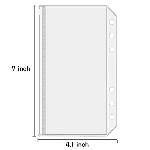 Antner 24PCS Binder Pockets A6 Size 6 Holes Zipper Cash Envelopes Binder Pouch Folders Clear Waterproof PVC Loose Leaf Bags for 6 Ring Binder Notebooks, Documents and Cards