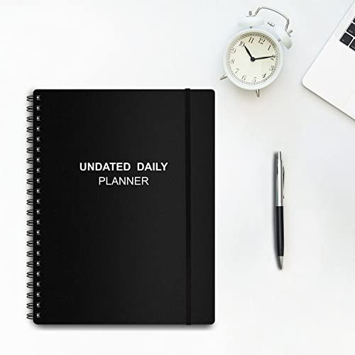 Undated Daily Planner - Undated Planner with Hourly Schedules, Action Items and Follow-up, A4 Daily Organizer Notebook to Increase Productivity, Appointment Book for Time Management, 8.5 × 11 Inch