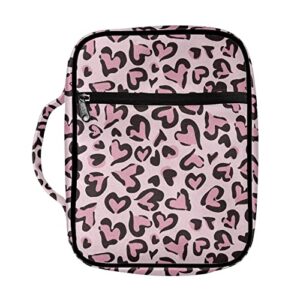 polero leopard bible bag for women valentine pink heart cheetah print bible cover scripture carrying book case church bag