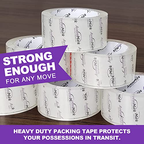 AveneMark Packaging Tape - 1.88" X 54.6 Yards, 2.2 mil, 6 Rolls - Adhesive Heavy Duty Tape for Box Office Moving Packaging