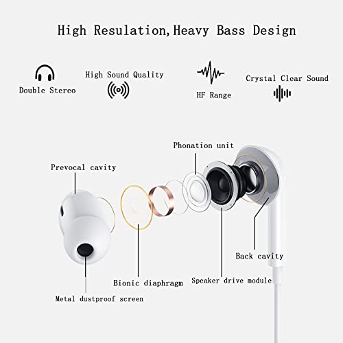 USB C Headphones, USB C Earbuds for Samsung Galaxy S23 Ultra S23+ USB Type C Wired Headphone with Microphone HiFi Stereo USB C Earbuds for Galaxy S23 S22 Ultra S21 FE Z Flip 4 Oneplus 10 Pro (2 Pack)