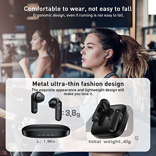 eppfun True Wireless Earbuds, Bluetooth 5.2 in-Ear Headphones, Touch Control Qualcomm AptX-Adaptive, 4-Mic Headset & CVC 8.0 Noise Cancellation, Game Mode Earphones with Earhooks for Sports