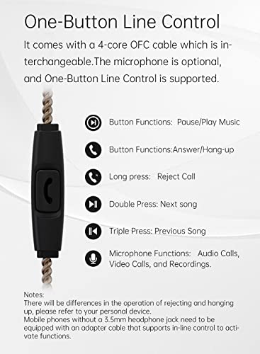 KBEAR Rosefinch Wired Headphone,5μm Silicon Composite Biological Diaphragm DD Stereo Earphone,KINBOOFI Musician HiFi IEM in Ear Headphones with 2 pin Cable for Musician Church (Black, No Microphone)…