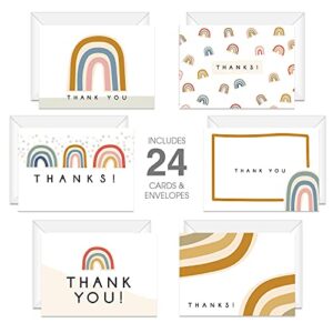 Modern Rainbow Thank You Greeting Cards / 24 Baby Shower Note Cards With White Envelopes / 6 Adorable All Occasion Thanks Designs/Made In USA