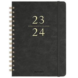 Planner 2023-2024 - Weekly & Monthly 2023-2024 Planner with 12 Monthly Tabs, July 2023 - June 2024, 6.3" x 8.4", Flexible Hardcover, Thick Paper, Inner Pocket - Grey