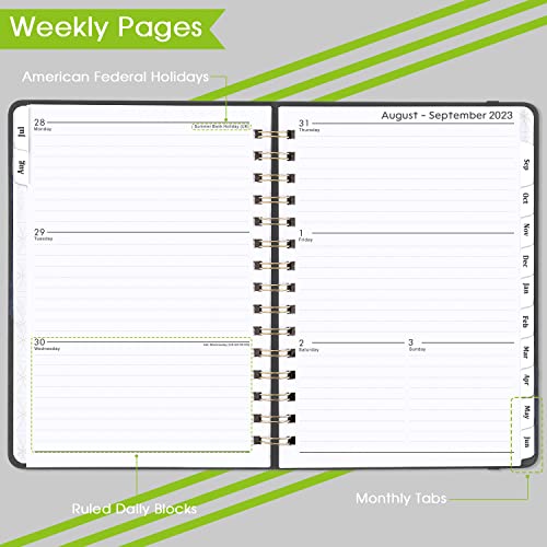 Planner 2023-2024 - Weekly & Monthly 2023-2024 Planner with 12 Monthly Tabs, July 2023 - June 2024, 6.3" x 8.4", Flexible Hardcover, Thick Paper, Inner Pocket - Grey