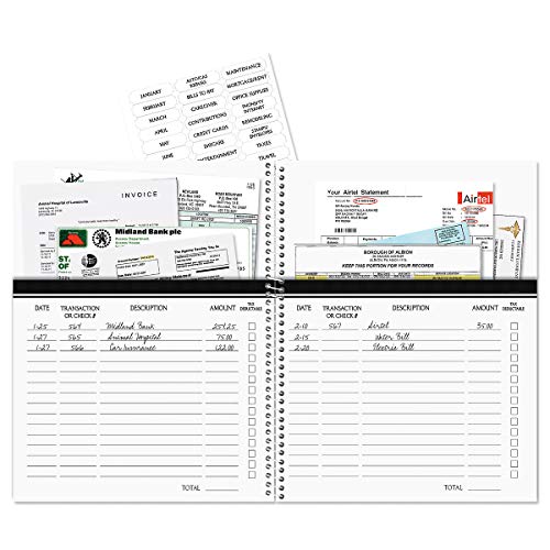 Fresh Patterns Bill Paying Organizer Book - Personal Account book, 9" by 12 inch, Spiral-Bound, 14 Pockets, 32 Label Stickers, Bill Tracking