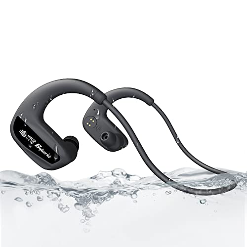 CYBORIS Wireless Bluetooth Headphones, IPX8 Waterproof Swimming Headphones, 16GB Mp3 Player Workout Headphones - Built-in Bone Conduction Waterproof Horn in-Ear Earphones for Run, Swim, Cycle