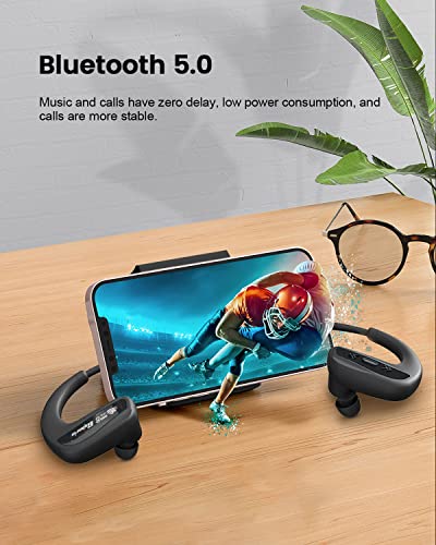 CYBORIS Wireless Bluetooth Headphones, IPX8 Waterproof Swimming Headphones, 16GB Mp3 Player Workout Headphones - Built-in Bone Conduction Waterproof Horn in-Ear Earphones for Run, Swim, Cycle