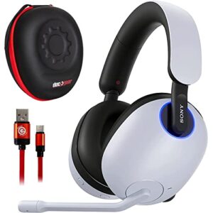 sony whg900n/w inzone h9 wireless noise cancelling gaming headset, white bundle with deco gear full-sized headphone case and 3ft usb type-c cable