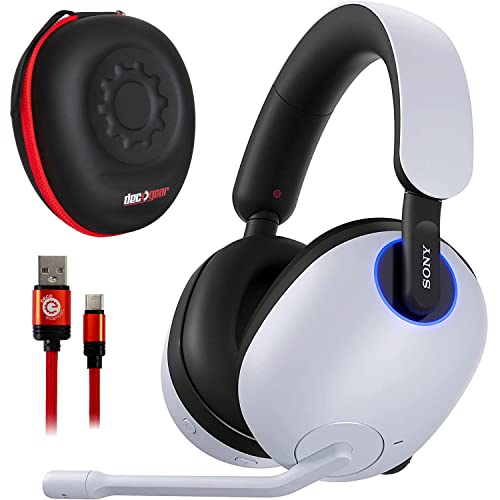 Sony WHG900N/W INZONE H9 Wireless Noise Cancelling Gaming Headset, White Bundle with Deco Gear Full-Sized Headphone Case and 3FT USB Type-C Cable