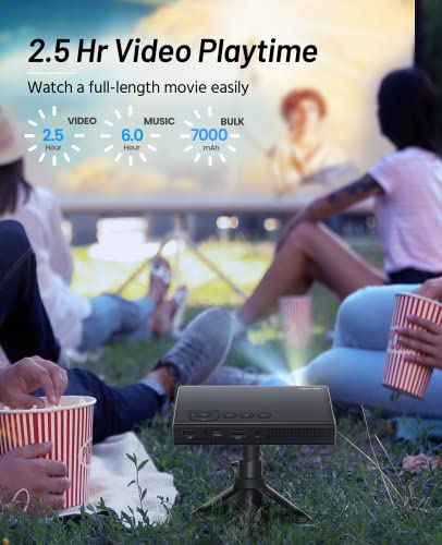 Mini Projector with WiFi and Bluetooth, 1080P ELEPHAS Portable Projector Built in Rechargeable Battery/Speaker, 5G Wireless DLP Little Pico Pocket Outdoor Video Home Movie Projector Compatible iPhone