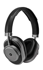 master & dynamic mw65 active noise-cancelling (anc) wireless headphones –, bluetooth over-ear headphones with mic – gunmetal/black leather (renewed)