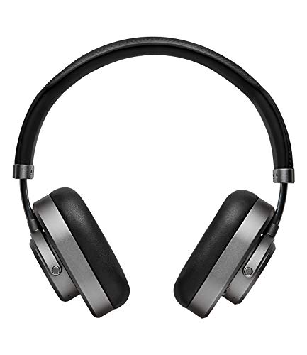 Master & Dynamic MW65 Active Noise-Cancelling (ANC) Wireless Headphones –, Bluetooth Over-Ear Headphones with Mic - Gunmetal/Black Leather (Renewed)