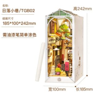 Ruotairuolai DIY hut Cherry Blossom Tram Book Stand Hand-Assembled Toy Wooden lamp Creative Gift Decoration