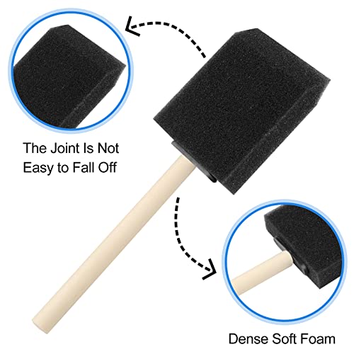 20 Pcs Foam Paint Brushes, 2 Inch Foam Brush, Wood Handle Sponge Brush, Sponge Brushes for Painting, Foam Brushes for Staining, Varnishes, and DIY Craft Projects