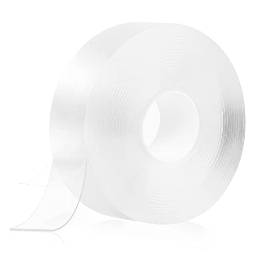 Double Sided Tape Heavy Duty, 1.18" x 16.4FT(Sufficient Size) Nano Tape Strong Adhesive Mounting Tape, Multipurpose Removable & Reusable Double Transparent Tape for Walls, Carpet Home Decoration