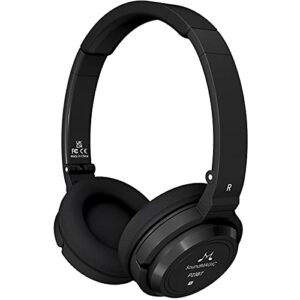 soundmagic p23bt portable on ear bluetooth headphones cvc noise canceling microphone hifi sound stable wireless signal connection long playtime with detachable cable for game black