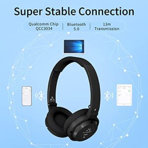 SoundMAGIC P23BT Portable On Ear Bluetooth Headphones CVC Noise Canceling Microphone HiFi Sound Stable Wireless Signal Connection Long Playtime with Detachable Cable for Game Black