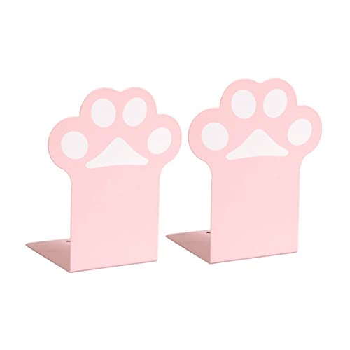 Wonzonewd File Sorters Cute Paw Book Stand Holder Shelf Desktop Bookends for Kid Child Student (Color : Pink)