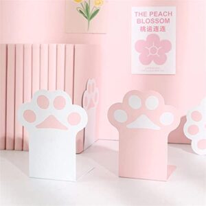 Wonzonewd File Sorters Cute Paw Book Stand Holder Shelf Desktop Bookends for Kid Child Student (Color : Pink)