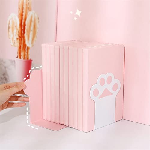 Wonzonewd File Sorters Cute Paw Book Stand Holder Shelf Desktop Bookends for Kid Child Student (Color : Pink)